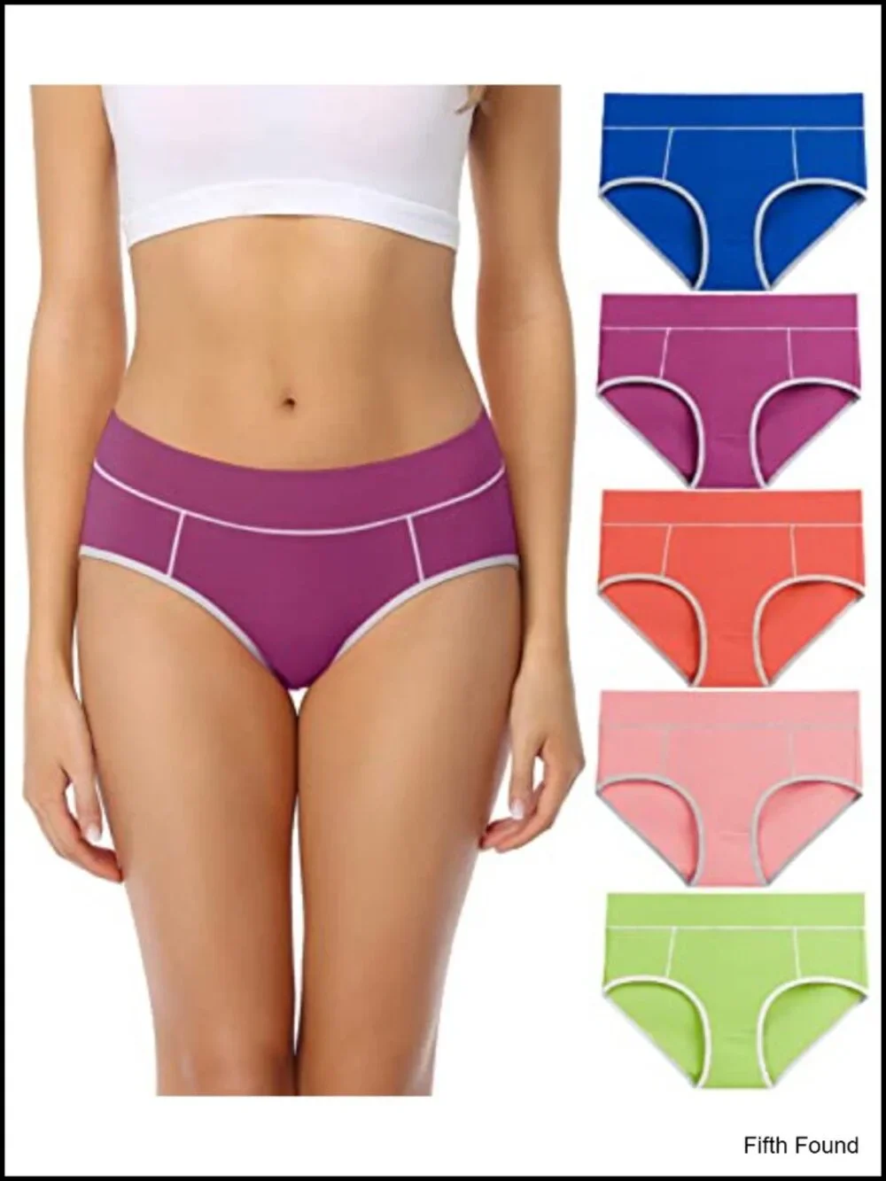 Cotton Mid Waisted Briefs Panties 5 Pack Soft Stretchy